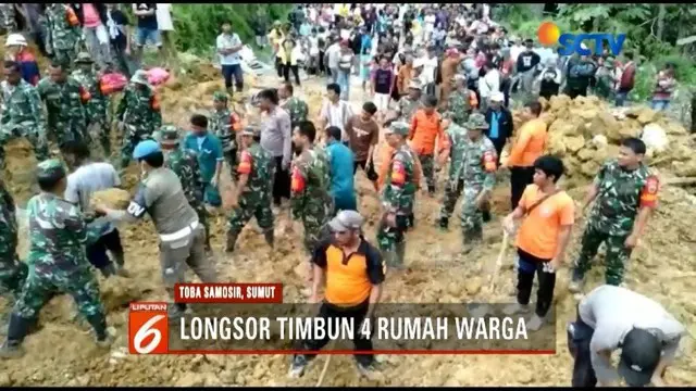 Pencarian korban longsor di Kabupaten Toba Samosir, masih terus dilakukan oleh tim gabungan. Hingga kini alat berat sudah tiba di lokasi.