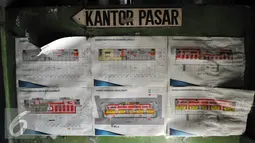Tampak peta penempatan pedagang di Pasar Blok A, Jakarta, Selasa (27/10/2015). Pasar yang dibangun pada 1971 akan dibangun menjadi pasar modern, hotel, dan stasiun angkutan massal cepat (MRT). (Liputan6.com/Helmi Afandi)