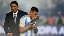 Pada final Copa America 2024, Lautaro Martinez baru bermain pada menit ke-97 menggantikan Julian Alvarez. (Chandan Khanna/AFP)