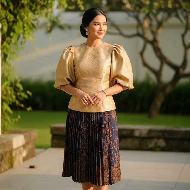 Atasan Brokat & Bawahan Rok Batik (Image by Gemini AI)