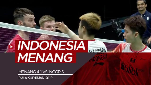 Berita video Tim Indonesia meraih kemenangan 4-1 atas Inggris pada pertandingan pertama Piala Sudirman 2019, Minggu (19/5/2019).