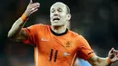 Selebrasi gol winger Belanda Arjen Robben ke gawang Uruguay di semifinal PD 2010 di Green Point Stadium, Cape Town, 6 Juli 2010. Belanda unggul 3-2. AFP PHOTO / JEWEL SAMAD 