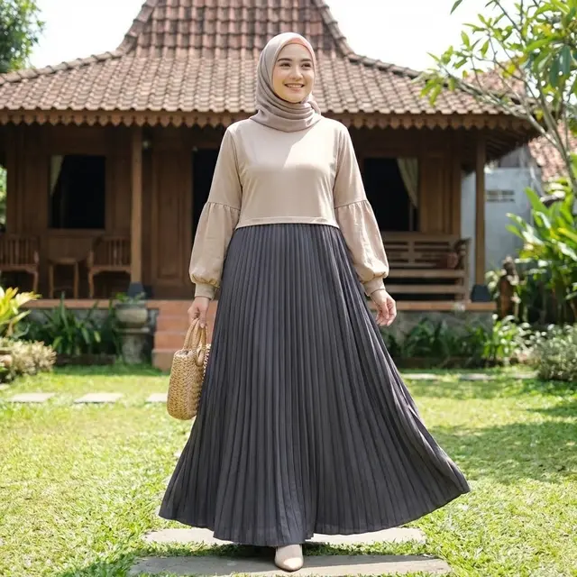 Model Gamis Kombinasi Atas Bawah untuk Lebaran 2026