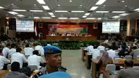 Sejumlah menteri dan pejabat berkumpul di Mabes Polri, Jakarta. (Liputan6.com/Nafiysul Qodar)