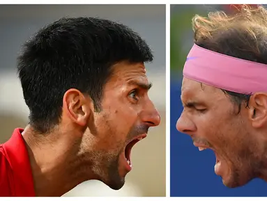 Pada babak perempatfinal Novac Djokovic berhadapan dengan Matteo Berrettini, petenis asal Italia sedangkan Rafael Nadal berjumpa dengan  Roland Garros, petenis asal Argentina. (Foto Kolase: AFP)