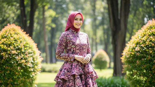 Gamis Batik Ruffle Bertingkat
