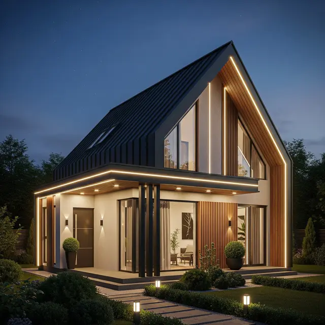 Model Rumah Mungil Tapi Mewah dengan Atap Pelana Klasik (Image by Gemini AI)