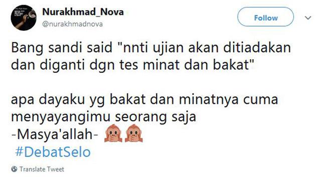 7 Twit Kocak Penghapusan UN di Debat Cawapres, Ujungnya Bikin Baper