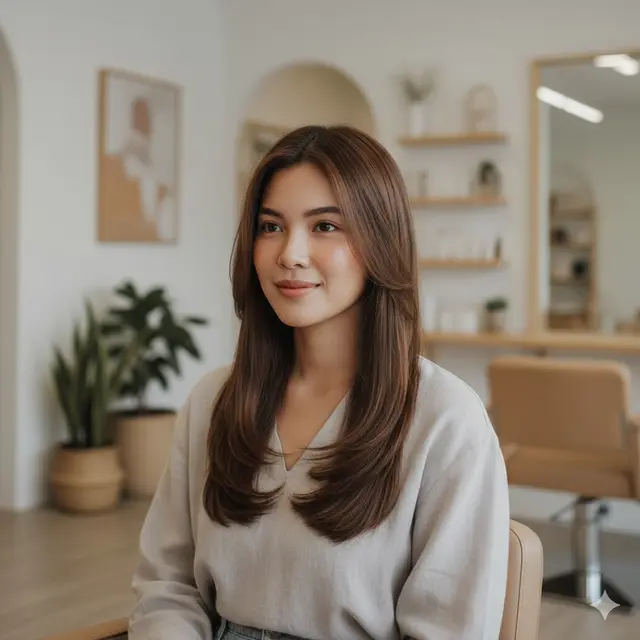 Model Rambut Wanita Panjang Lurus Tipis