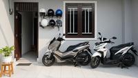 8 Model Teras Rumah Modern dengan Rak Helm & Parkir Motor Tertata, Simpel dan Rapi