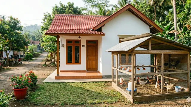 Gambar Rumah Minimalis di Desa Lengkap dengan Kandang Ayam