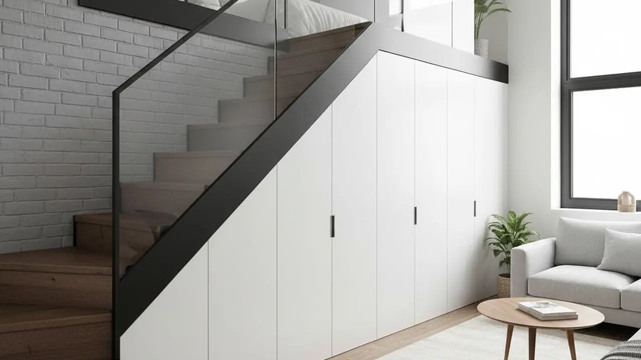 Model Rumah Kecil Mezzanine dengan Rak Tangga Multifungsi