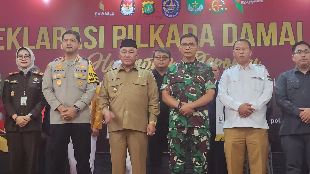 Walikota Depok, Mohammad Idris saat deklarasi damai Pilkada Depok di salah satu hotel Kota Depok.