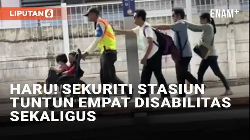 VIDEO: Banjir Pujian! Sekuriti Stasiun Tuntun Tiga Tunanetra dan Pengguna Kursi Roda Bersamaan