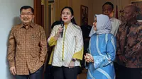 Hal yang sudah baik, kata Puan, tetapi Indonesia harus bersatu dan pembangunan yang ada tetap berjalan. Selain itu, Puan menyatakan bahwa Jusuf Kalla berpesan agara hal yang sudah baik tidak rusak hanya karena Pemilu 2024. (Liputan6.com/Faizal Fanani)