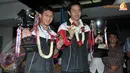 Muhammad Ahsan dan Hendra Setiawan menjadi kampiun di kelas ganda putra Kejuaraan Dunia Bulutangkis 2013 (Liputan6.com/ Helmi Fithriansyah).