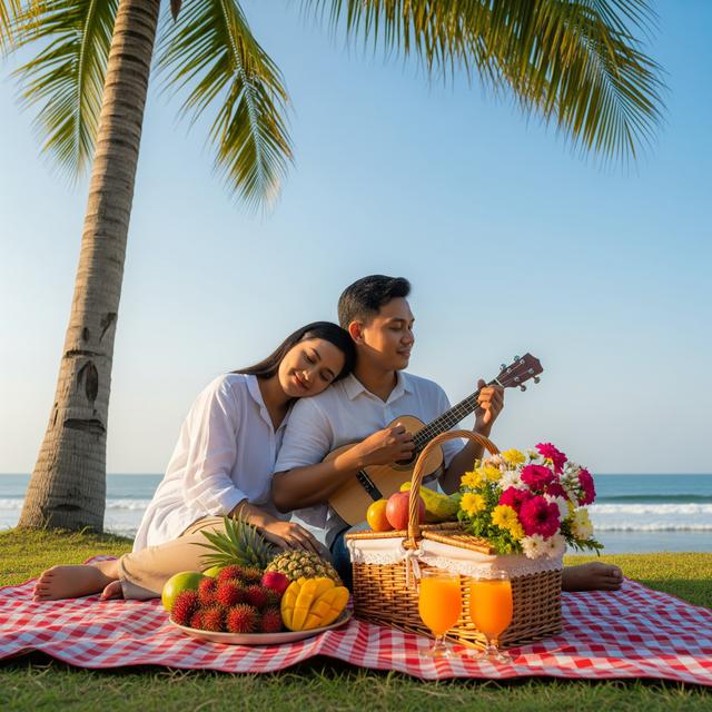 Prompt Gemini AI di Pantai bersama Pasangan/ Ilustrasi AI