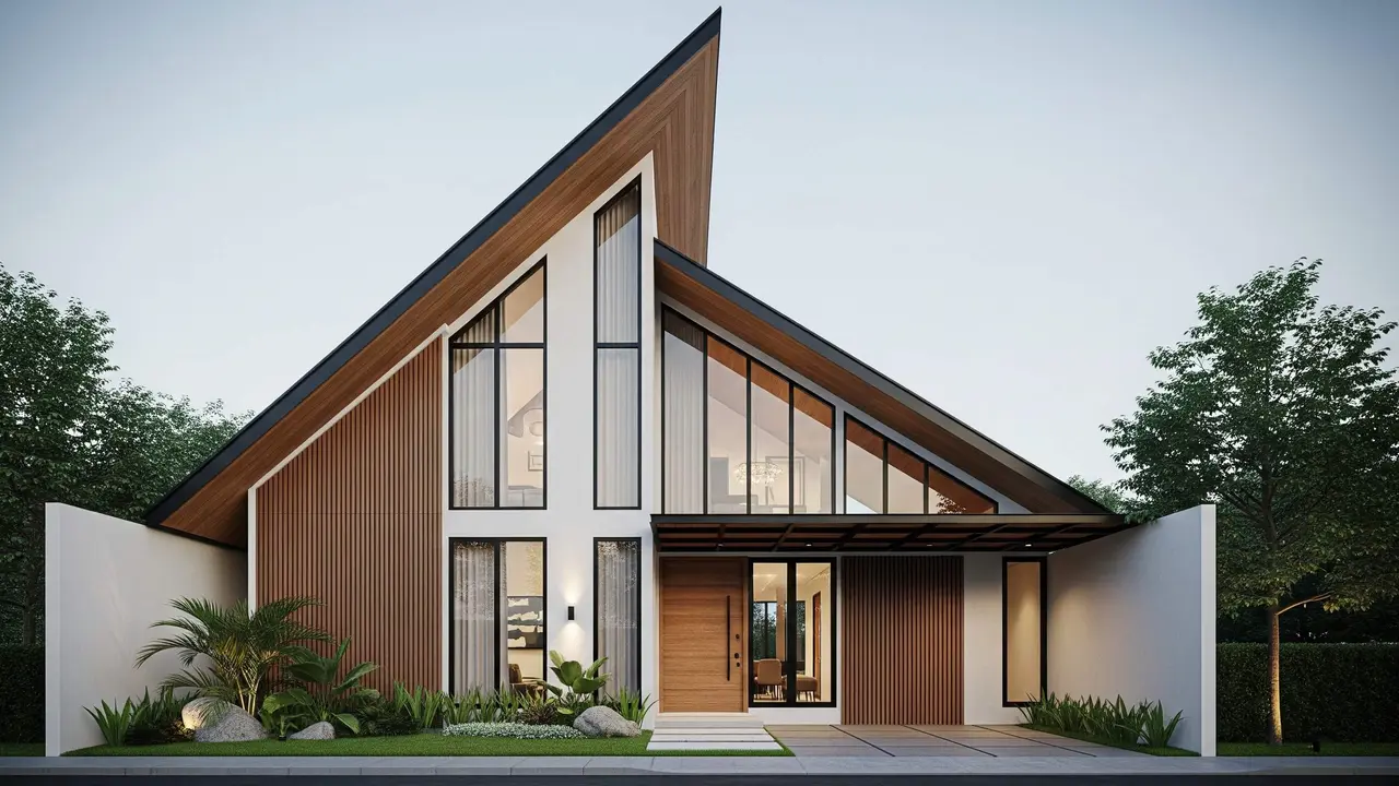 desain rumah 1 lantai tapi kelihatan tingkat