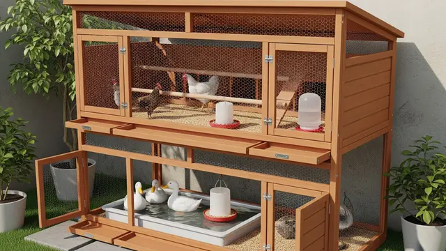 Desain Kandang untuk Ternak Ayam Sekaligus Bebek (AI)