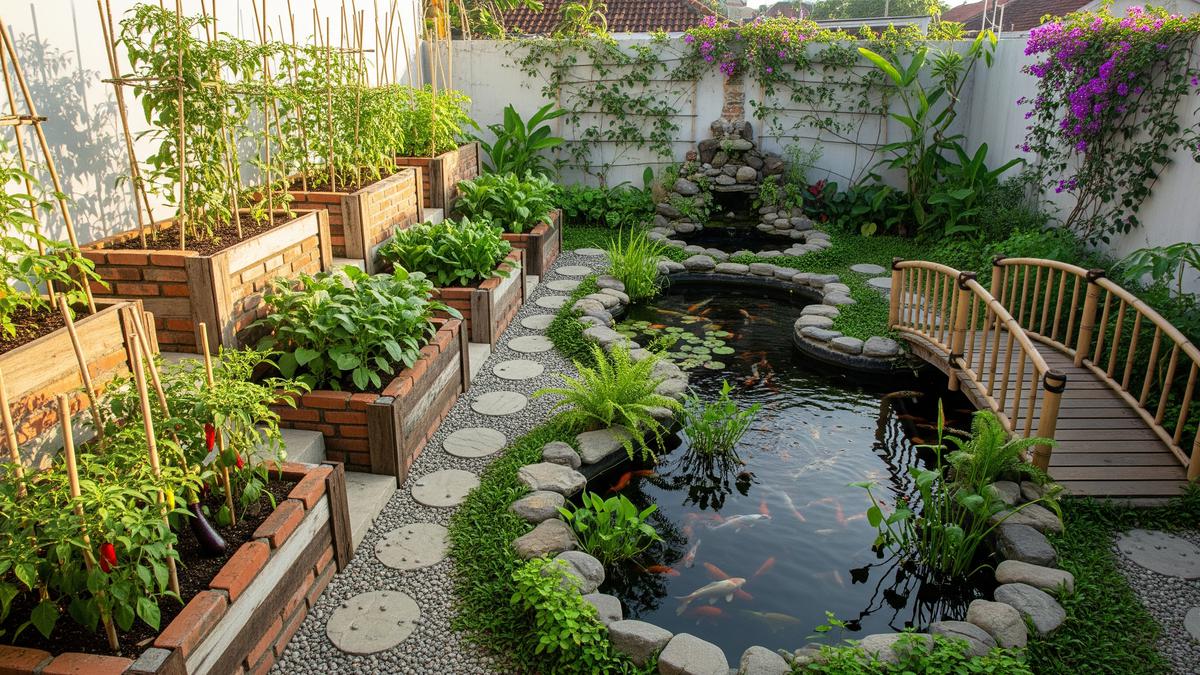 8 Model Kebun Sayur Dekat Kolam Ikan yang Hemat Ruang tapi Produktif, Inspirasi Rumah Asri 2026