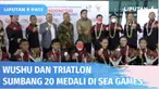Sukses memboyong 20 medali dalam ajang Sea Games di Vietnam, atlet Wushu dan Triathlon dapat sambutan meriah saat tiba di Bandara Soetta. Selamat!