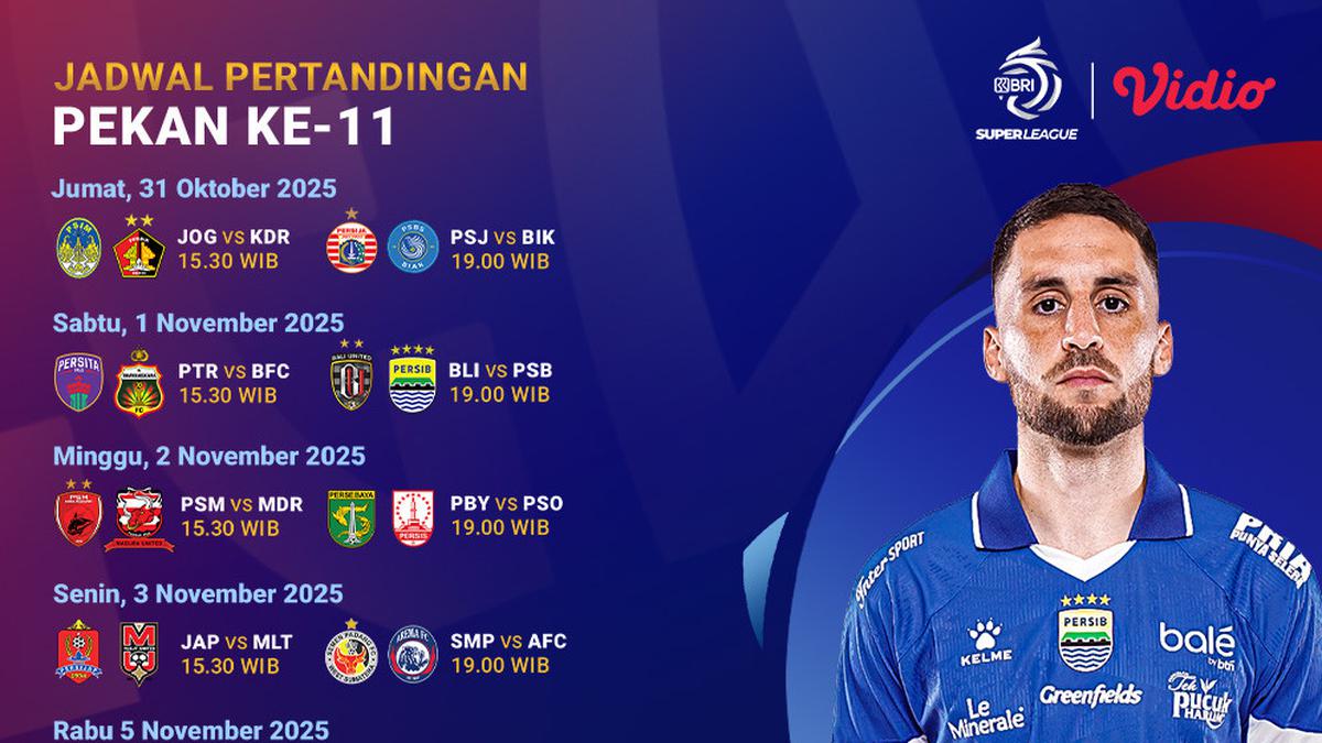 Catat Jadwal BRI Super League 2025/26 Pekan ke-11, Tayang Eksklusif di Vidio