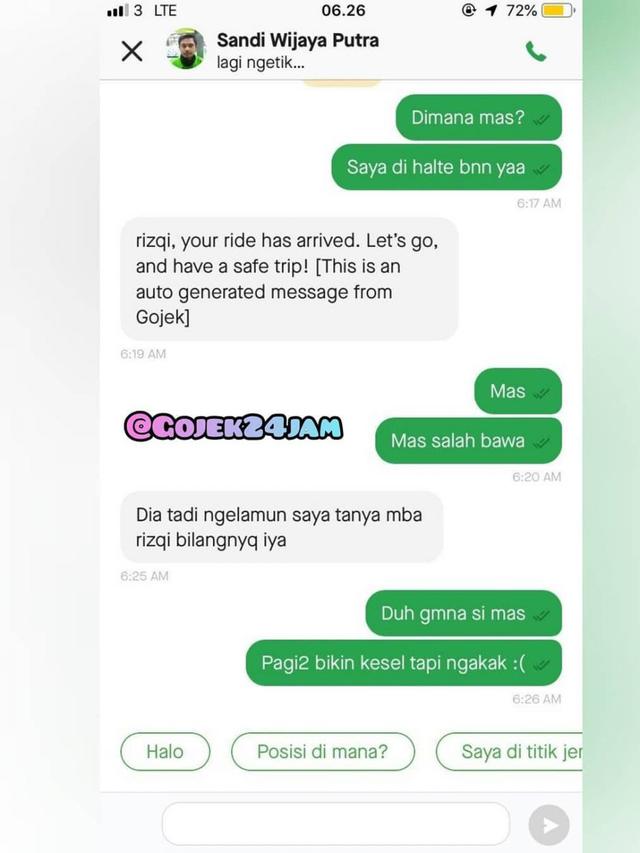 6 Chat Lucu Saat Driver Ojek Online Salah Bawa Penumpang Ini Bikin