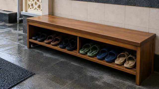 Ide Rak Sandal di Dekat Tempat Wudhu agar Tidak Berserakan
