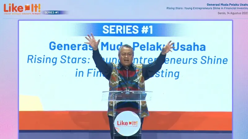 Gubernur Bank Indonesia (BI) Perry Warjiyo dalam acara Literasi Keuangan Indonesia Terdepan (Like It) 2023