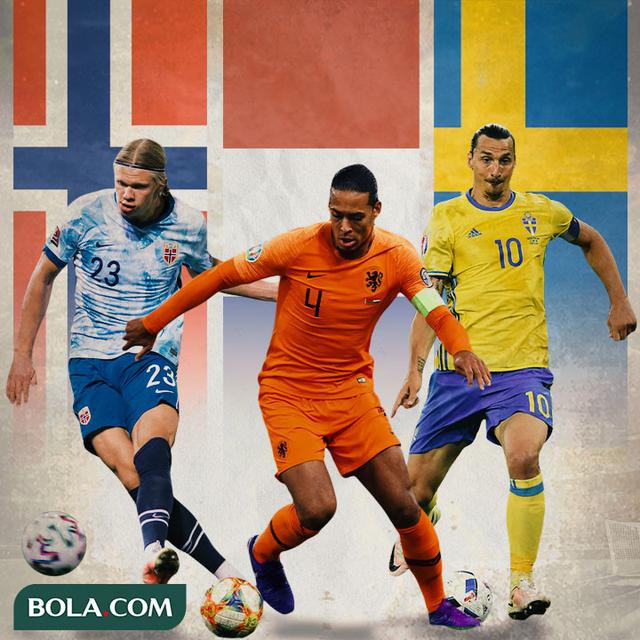 Ilustrasi - Erling Haaland, Virgil van Dijk, Zlatan Ibrahimovic
