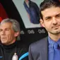 Inter Milan's head coach Andrea Stramaccioni reacts during the Italian Serie A football match between Cagliari and Inter Milan on April 7, 2012 at Nereo Rocco Stadium in Trieste.  AFP PHOTO / Anteprima