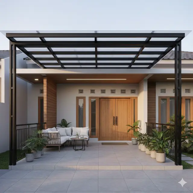 Model Teras dengan Pergola Sederhana (Foto: Gemini AI)