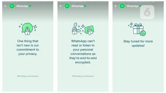 Kebijakan privasi baru WhatsApp. Liputan6.com/Iskandar