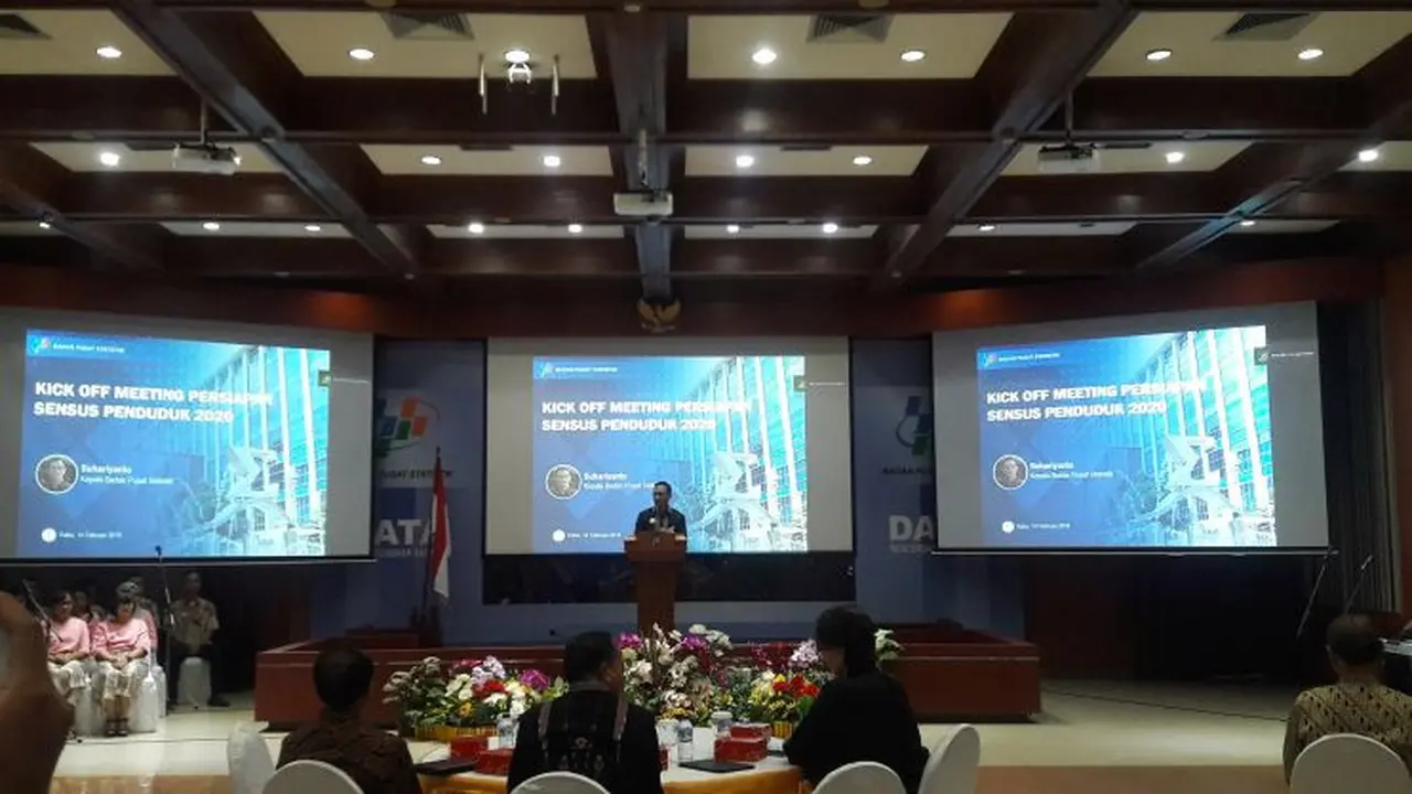 Kick Off Sensus Penduduk (SP) Tahun 2020 di kantor BPS, Jakarta, Rabu (14/2/2018). (Baw/Liputan6.com)