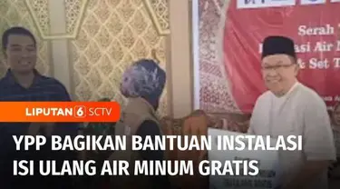 YPP SCTV-Indosiar menyerahkan bantuan instalasi isi ulang air minum secara gratis kepada warga Palembang, Sumatra Selatan. Bantuan tersebut diberikan sekaligus bersama pembagian set top box.