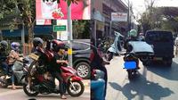 Potret Pengendara saat Angkut Motor Ini Bikin Was-Was (sumber: Instagram/kentangpremium 1cak)