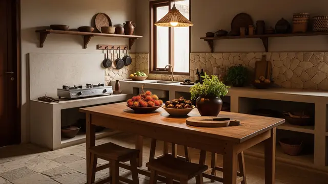 Desain Dapur Kampung Kecil tapi Terlihat Bersih dan Adem (AI Generated)