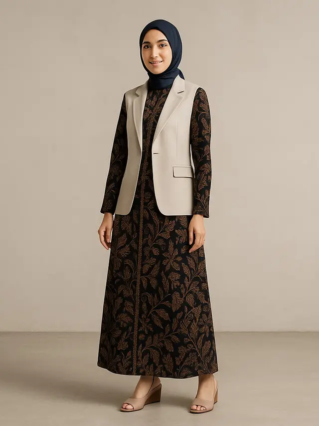 Model Gamis Terbaru Kombinasi Batik 2025/Ilustrasi gambar oleh AI