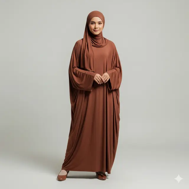 Model Gamis Bahan Jersey dengan Potongan Payung yang Nyaman. Gemini