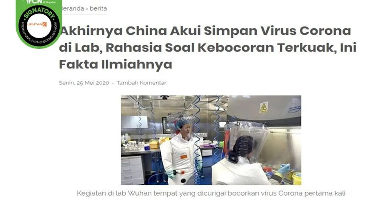 Gambar Tangkapan Layar Kabar Hoaks Tentang Virus Corona
