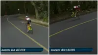 Kecelekaan yang dialami Vleuten bermula ketika roda depan sepedanya 'menginjak' garis cat di jalanan. Cat itu biasanya kurang mencengkeram. (Sumber NBC via Gizmodo)