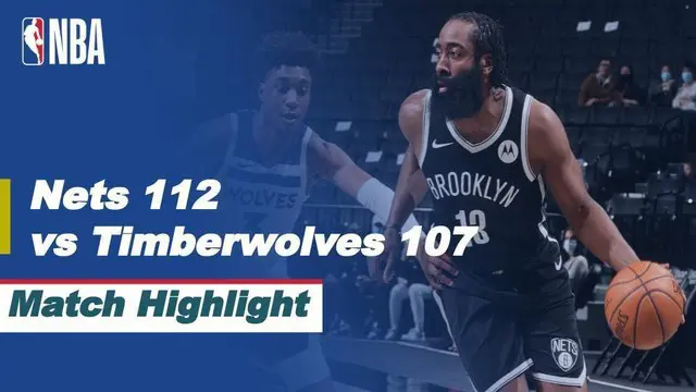 Berita video highlights laga musim reguler NBA 2020/2021 antara Brooklyn Nets melawan Minnesota Timberwolves yang berakhir dengan skor 112-107, di mana James Harden mencetak triple-double, Selasa (30/3/2021) pagi hari WIB.
