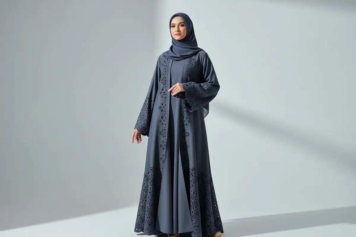 Abaya Cutout Laser dari Bahan Premium