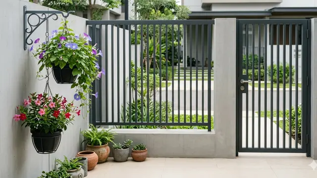 Ide Pagar Rumah Modern dengan Tanaman Rambat yang Tetap Sulit Dipanjat. Gemini