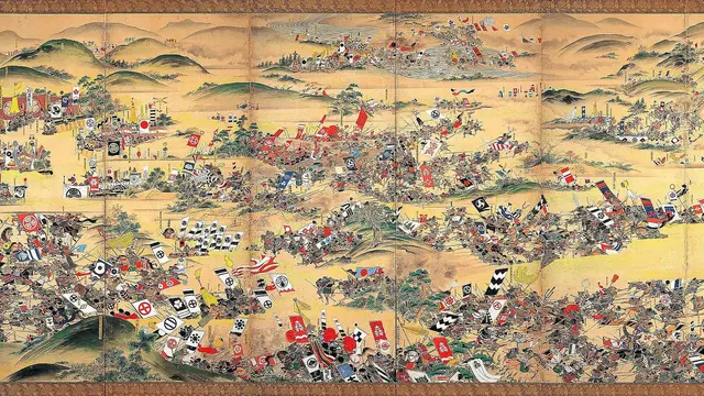 Sekigahara Kassen Byōbu. Ilustrasi Perang Sekigahara di 1600.