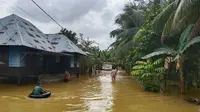 Bencana banjir yang merendam rumah di Kabupaten Kampar. (Liputan6.com/M Syukur)