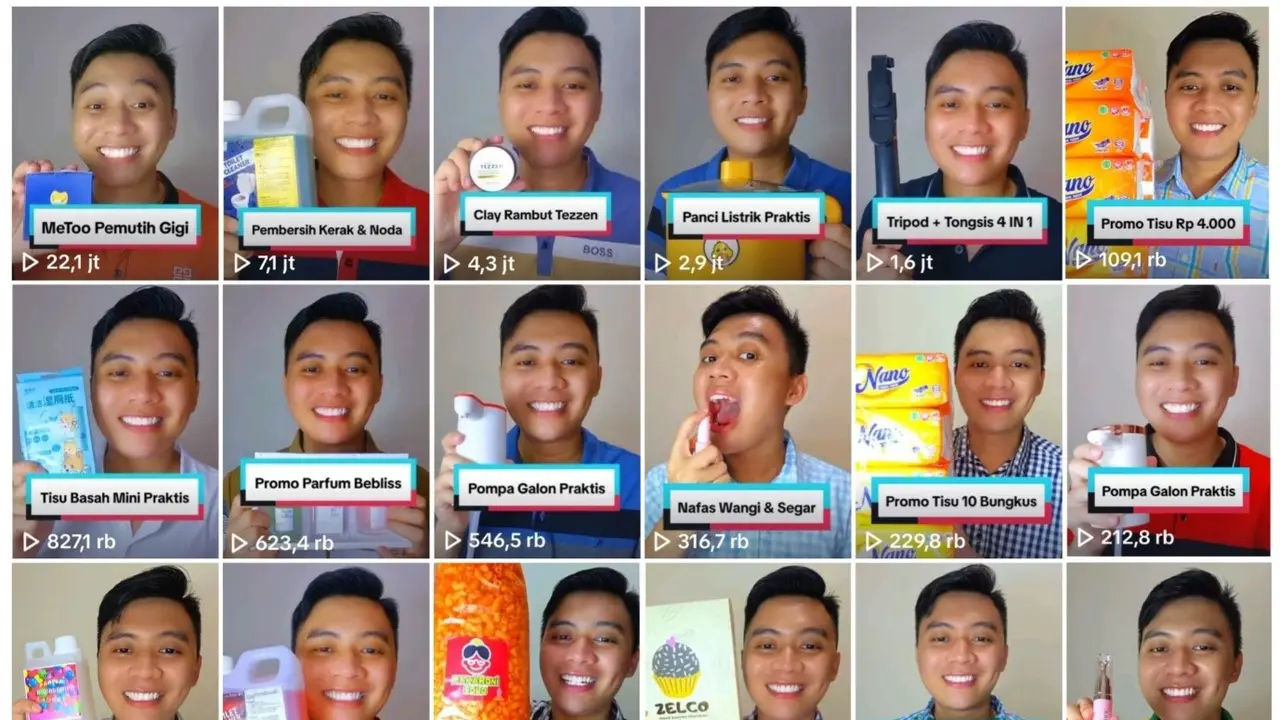 Ragam produk yang sukses dipasarkan influencer Devi Aljunaidi atau Juned di di platform Tiktok, hingga akhirnya meraih miliar rupiah dari jualan daring tersebut. (Liputan6.com)