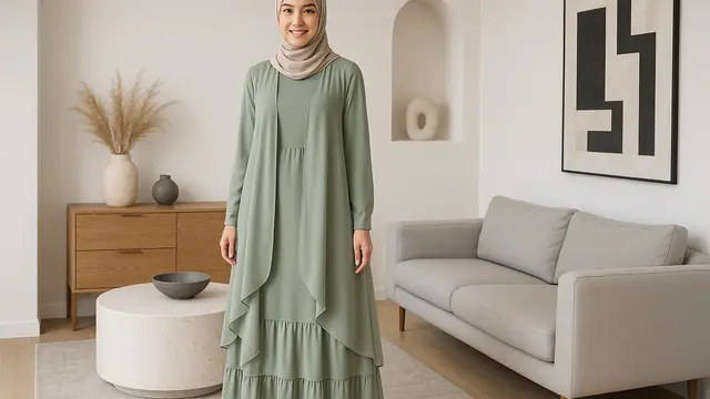 7 Model Gamis dengan Rompi Sifon, Anggun dan Ringan Dipakai Seharian