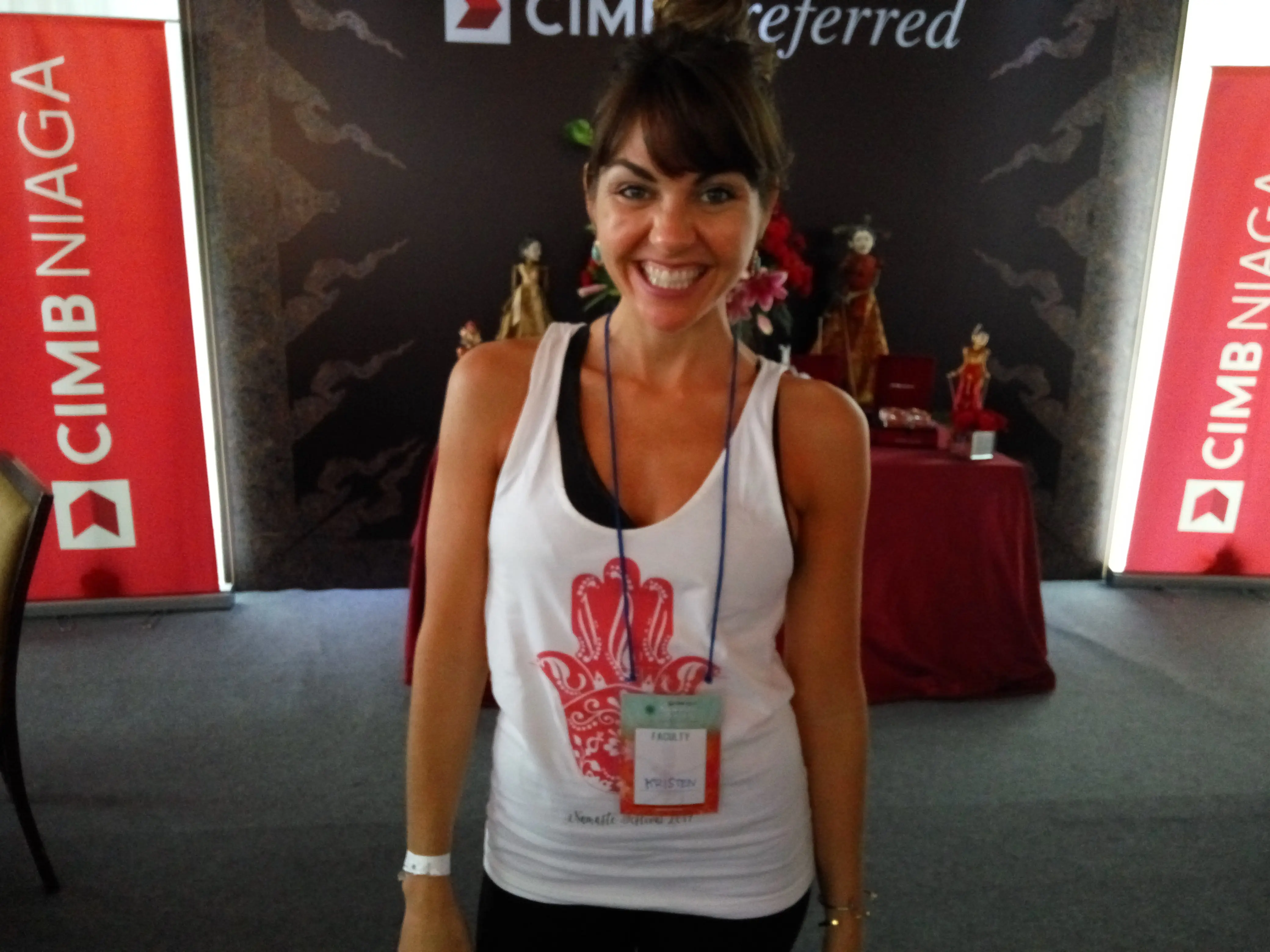 Kristen Schneider adalah instruktur Ayurveda yoga asal Florida, Amerika Serikat. (Liputan6.com/Fitri Haryanti Harsono)