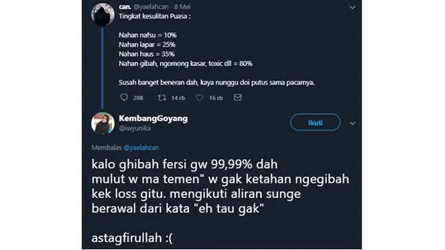 5 Tingkat Kesulitan Saat Puasa Ala Netizen Ini Bikin Geleng Kepala